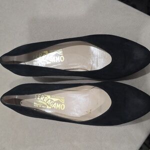 Salvatore Ferragamo Black Suede Classic Pump Heels